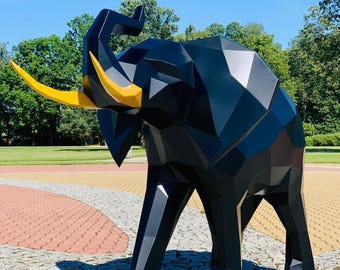 Escultura de acero inoxidable: león, leopardo, pantera, oso, lobo, venado, jaguar, tiburón, toro, poligonal; Calidad premium