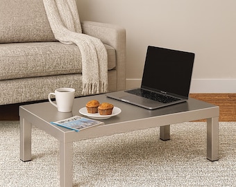 Modern Brushed Stainless Steel Coffee Table | Welded Metal Console