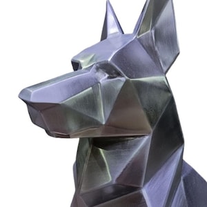 Stainless Steel Wolf Sculpture: Geometric Metal Art, Life Size