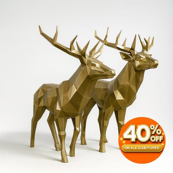 Stainless Steel Deer Sculpture: Polygonal Metal Garden Art
