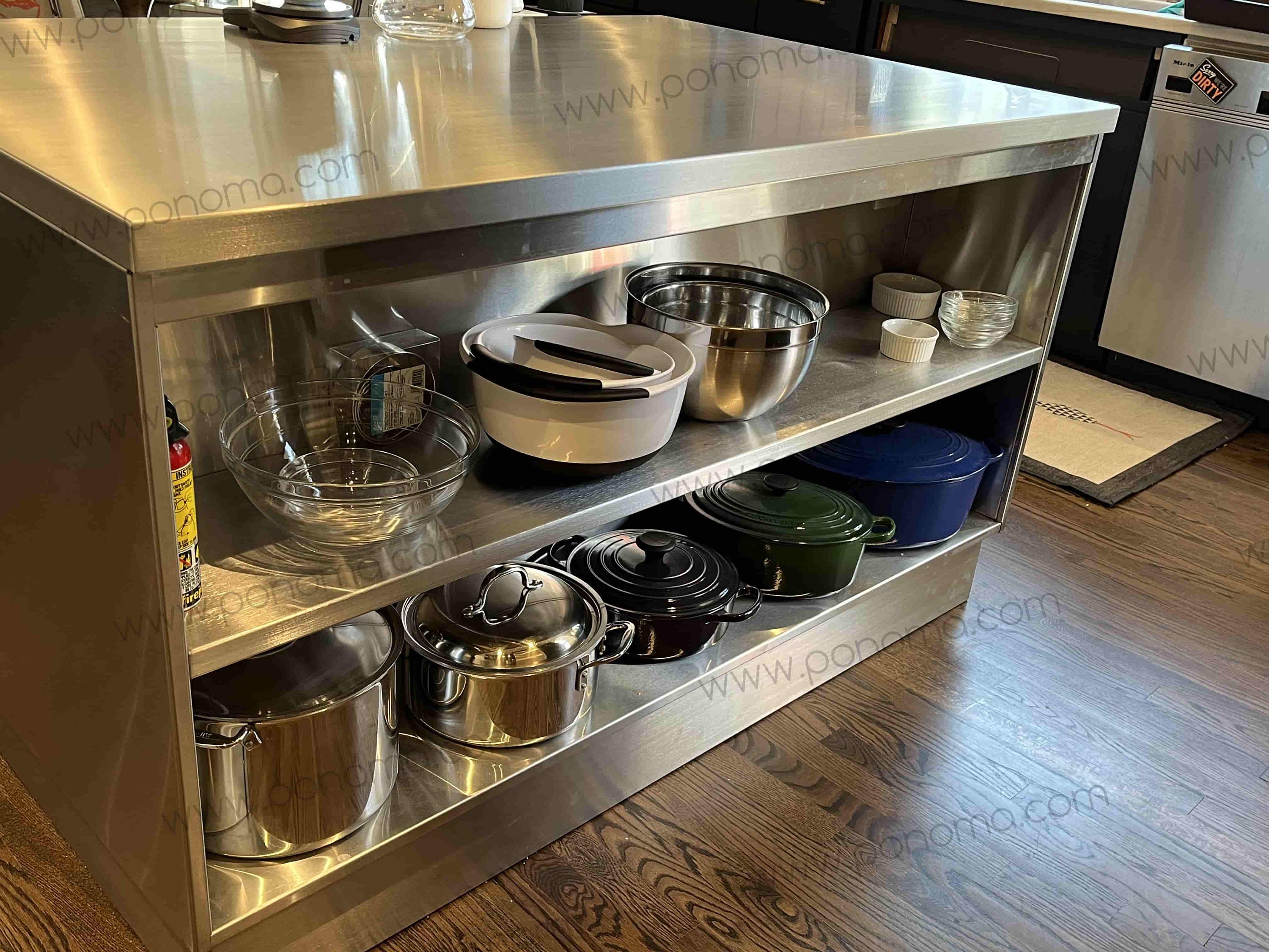 Stainless steel kitchen island with seating sale