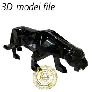 Scultura di pantera (leopardo nero), modello 3D, file OBJ per lavorazione fai da te dei metalli
