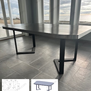 Table PONOMA® seamless brushed stainless steel, thickness 1.5&quot; + 28&quot; height legs