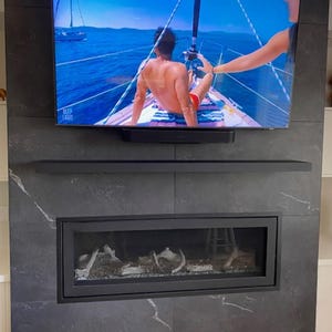 Modern Stainless Steel Fireplace Mantel Shelf: Black Floating Shelves