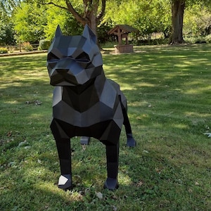Stainless steel sculpture of PITBULL; No assembly required; Graphite Gray; In-stock premium quality stainless steel polygonal