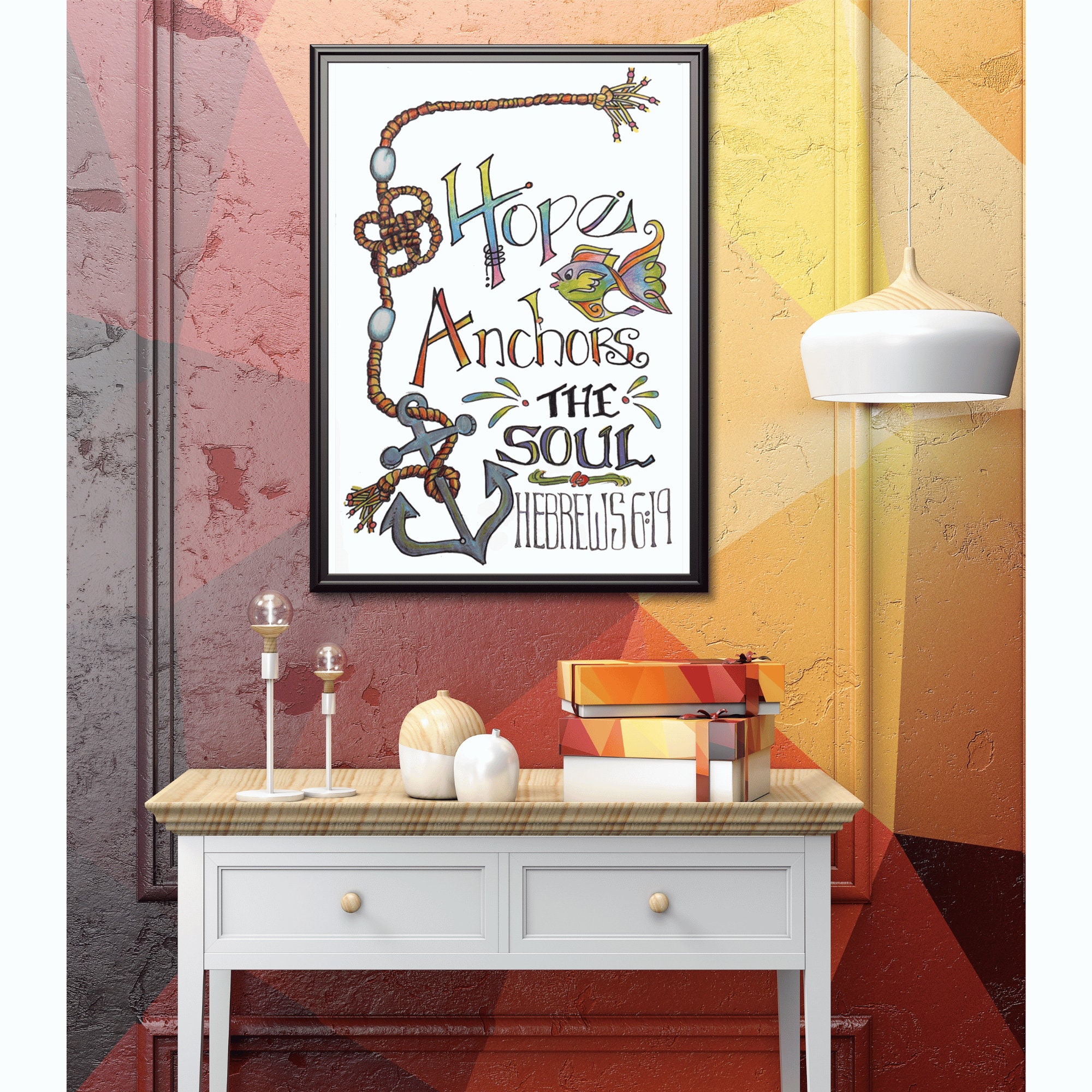 Christian Wall Art, Hope Anchors the Soul, Hebrews 6:19 Bible Verse - Etsy