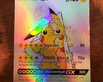 Pikachu Gx Pokemon Luxury Card Orica Custom Card Gold Rare Etsy