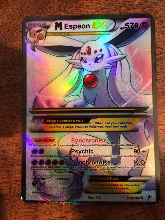 Mega M Espeon Evee Eveelution Pokemon Orica Custom Card Gx Ex