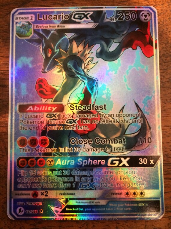 pokemon card Mega m Lucario ex gx orica proxy trading card | Etsy