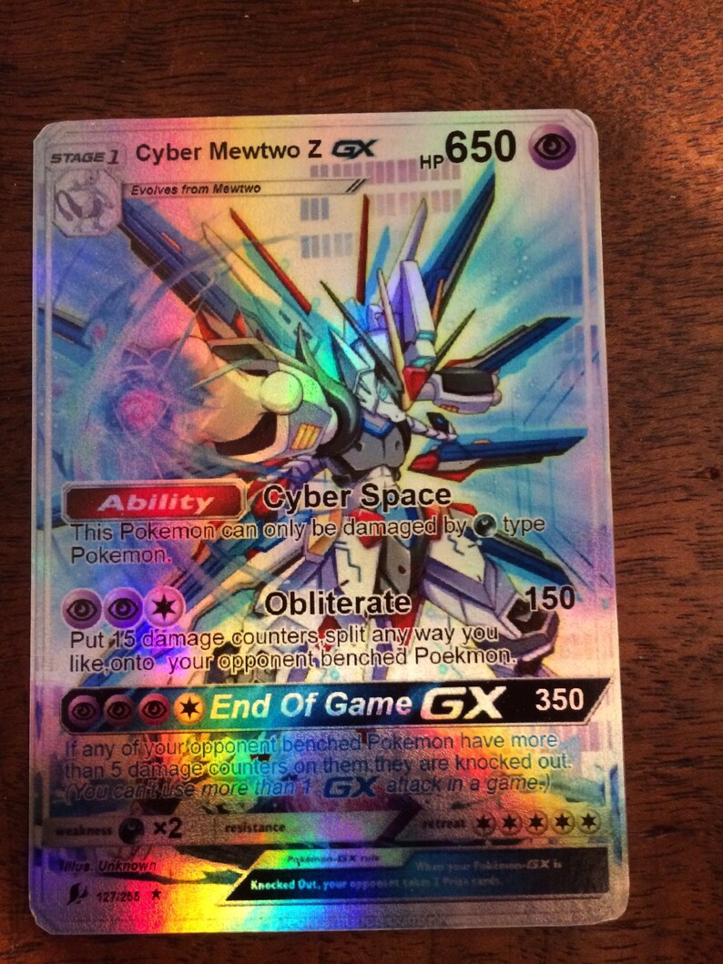 Mewtu zB Gx Pokemon Orica ProxyKarte Etsy