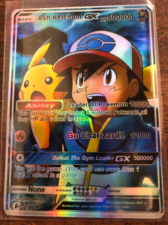 Ash Ketchum Mega M Greninja Gx Ex Orica Pokemon Card Pikachu Etsy