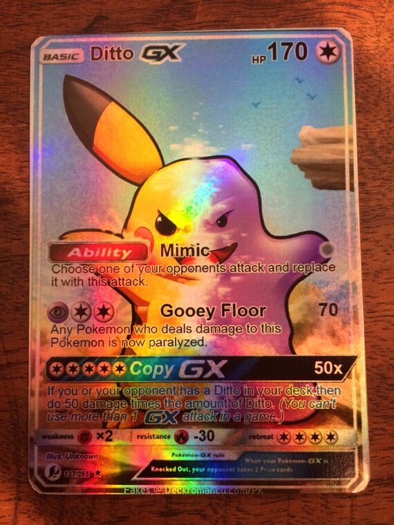 Pikachu Ditto gx pokemon luxury card orica custom card