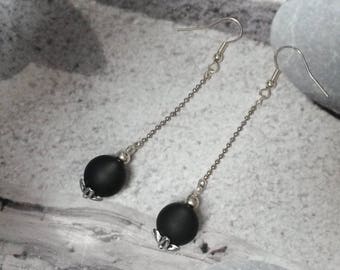 Solitaire Pearl Jet hemathite earrings
