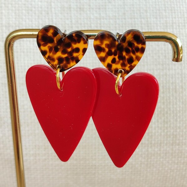 Red wild heart earrings