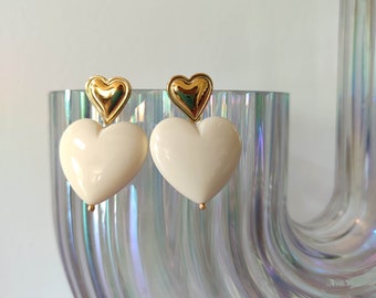 Pretty white heart earrings