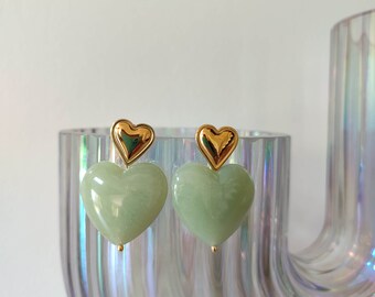 Boucles d'oreilles Joli coeur vert