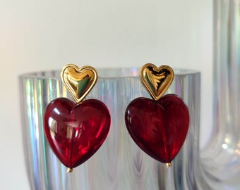 Boucles d'oreilles Joli coeur rouge