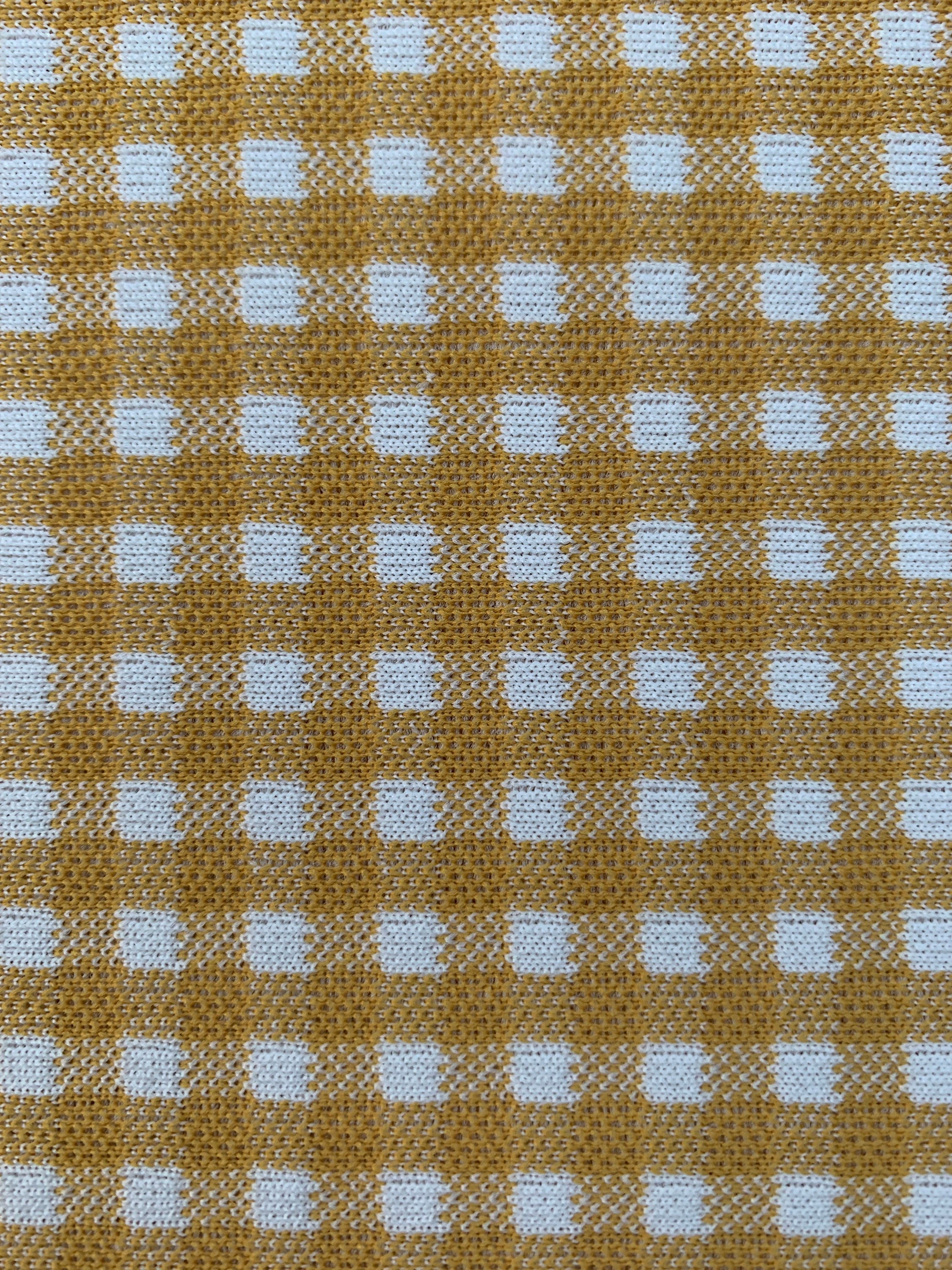 Vintage Mustard Yellow Gingham 1970s Polyester Double Knit Etsy