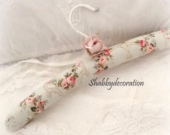 Shabby Victorian coat hanger, rose garland, padded hanger