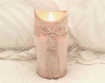 Shabby chic flameless LED candle/nightlight, moldings
