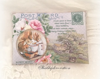 Enveloppe en tissu Beatrix Potter "Flopsy et Mopsy" à la lavande