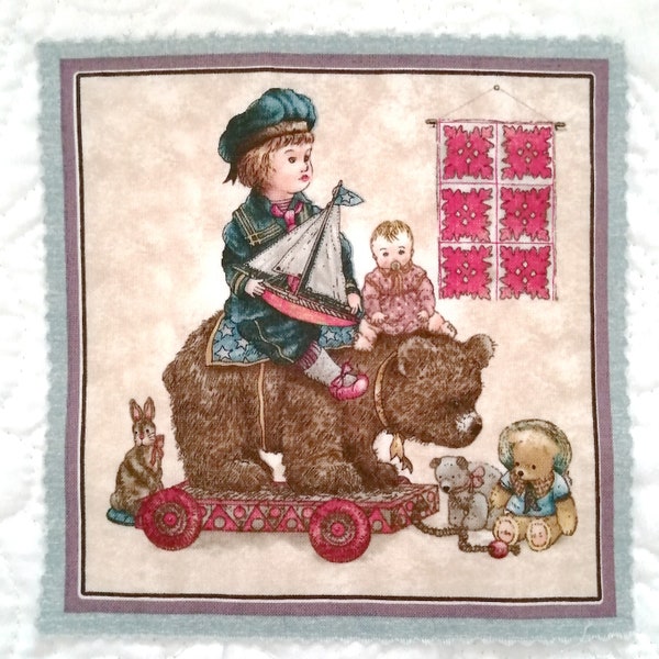 Vignette, carré de tissu enfant nostalgie  (15 cm x 15 cm)
