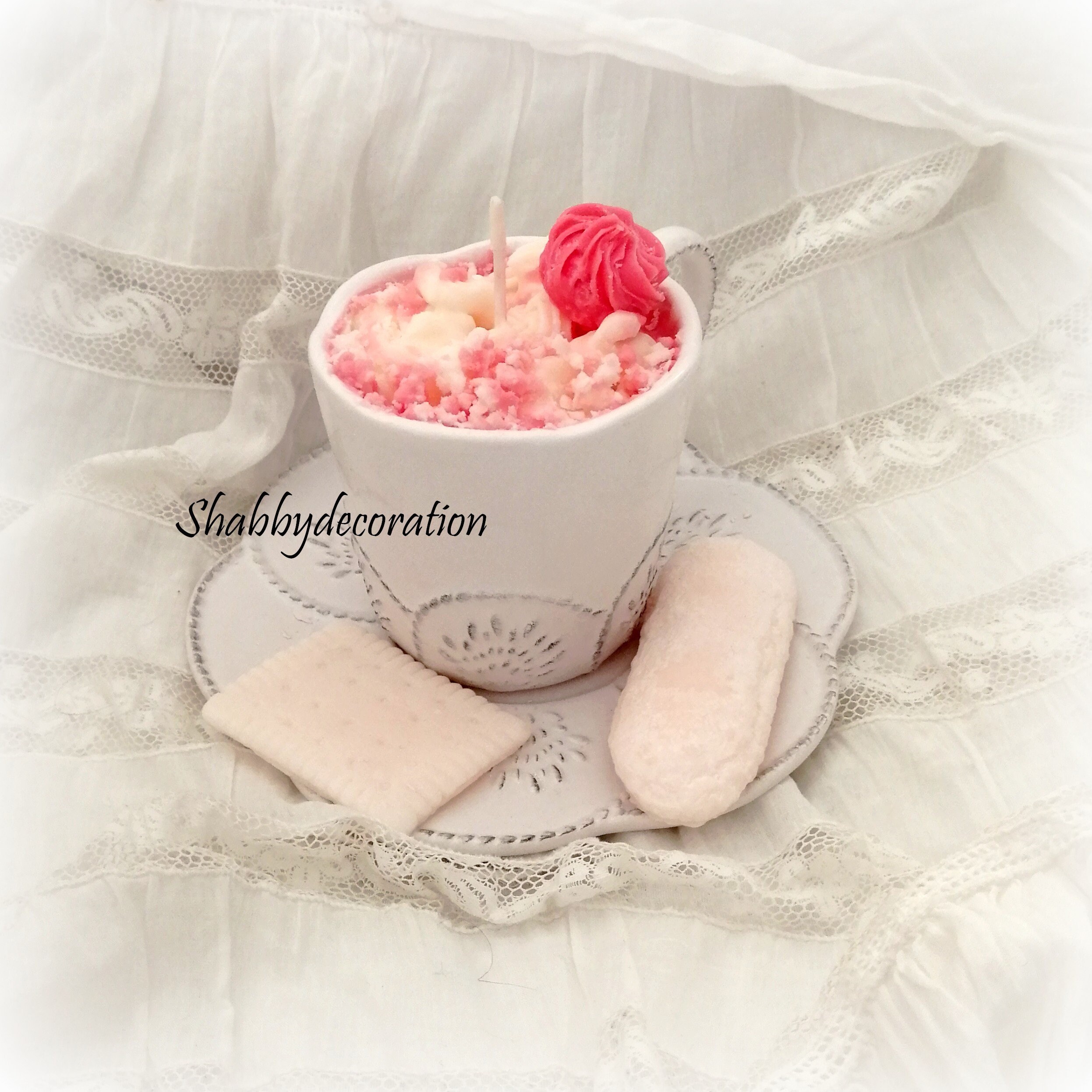 Bougie et Fondants Gourmands Senteur de Rose, Bougie Tasse