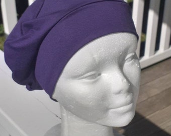 bonnet beret chapeau turban chimio prune pour femme