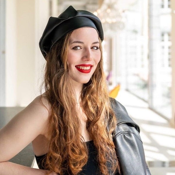 beret de pluie en similicuir noir pour femme cadeau