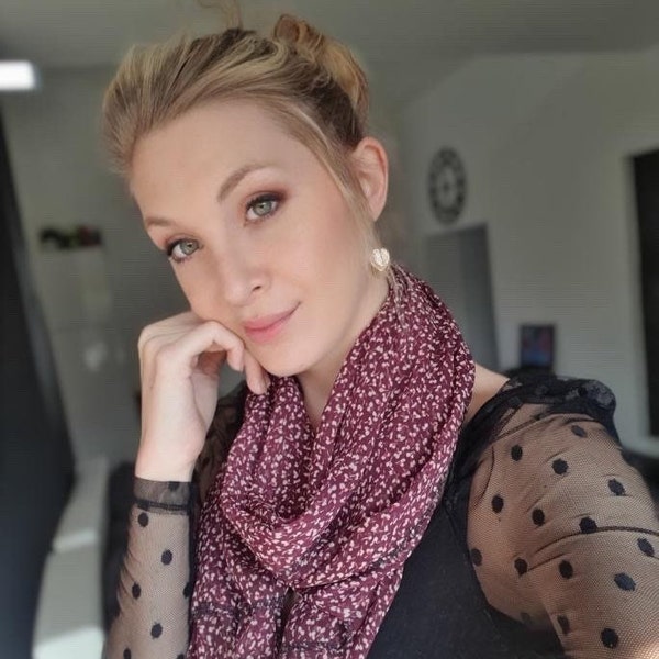 Burgundy hair scarf for women gift idea