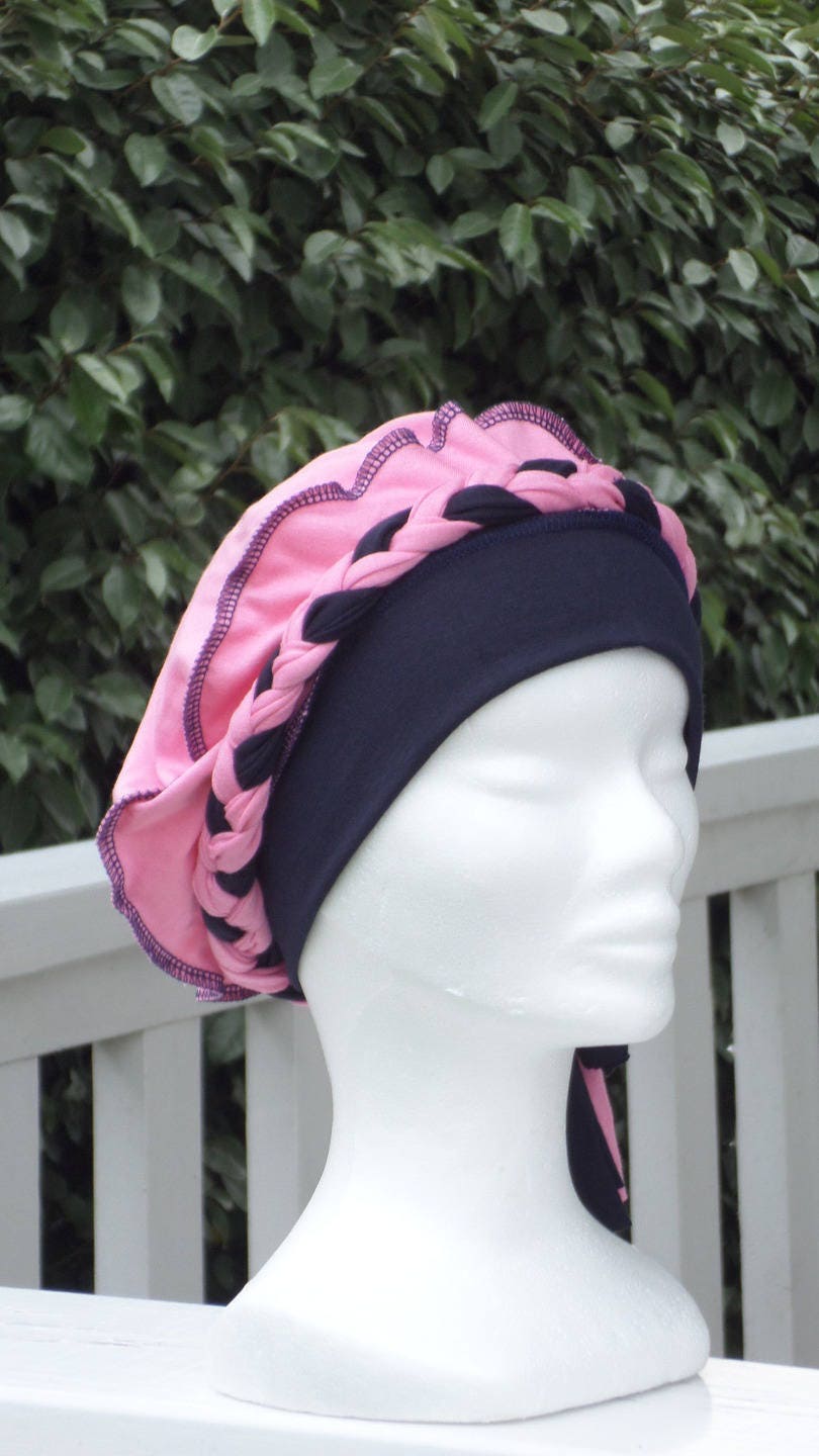 Turban Bonnet Béret Chapeau Doux Tresse Femme Rose et Bleu