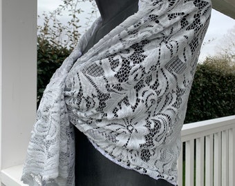 Light gray lace stole for women