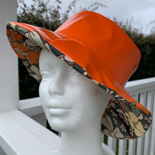 chapeau de pluie femme orange  imperméable Cadeau