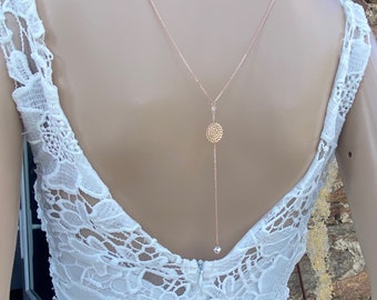 Collier et bijou en plaqué or rose avec perles en cristal swarovski M429