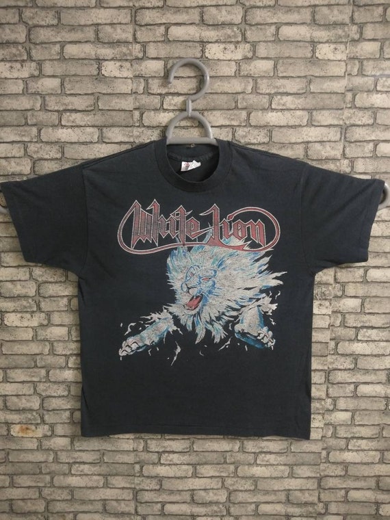 vintage 80s white lion band shirt
