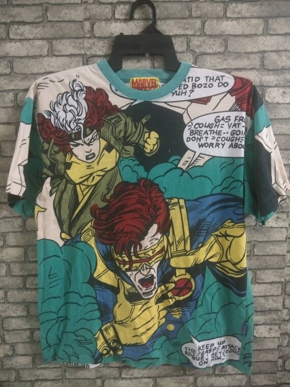 vintage rare marvel overprint shirt/x-men/marvel/c