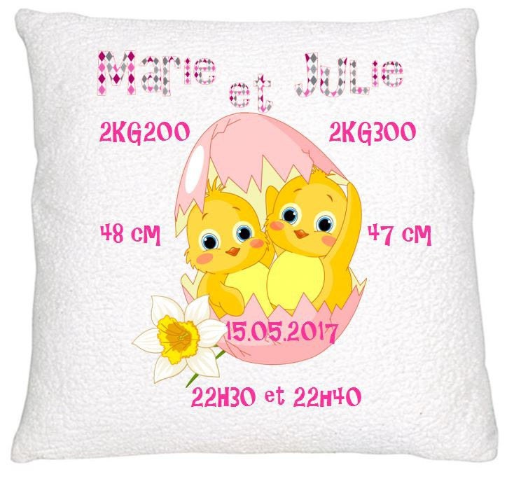 Coussin de Naissance Pour Jumelles