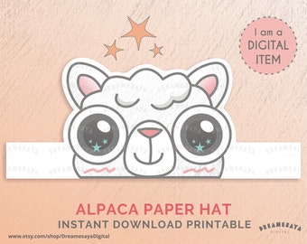 printable unicorn horn and ears paper hat unicorn coloring etsy