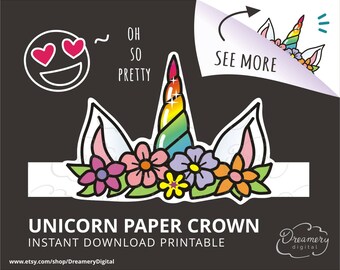 Download Printable unicorn horn and ears paper hat Unicorn coloring