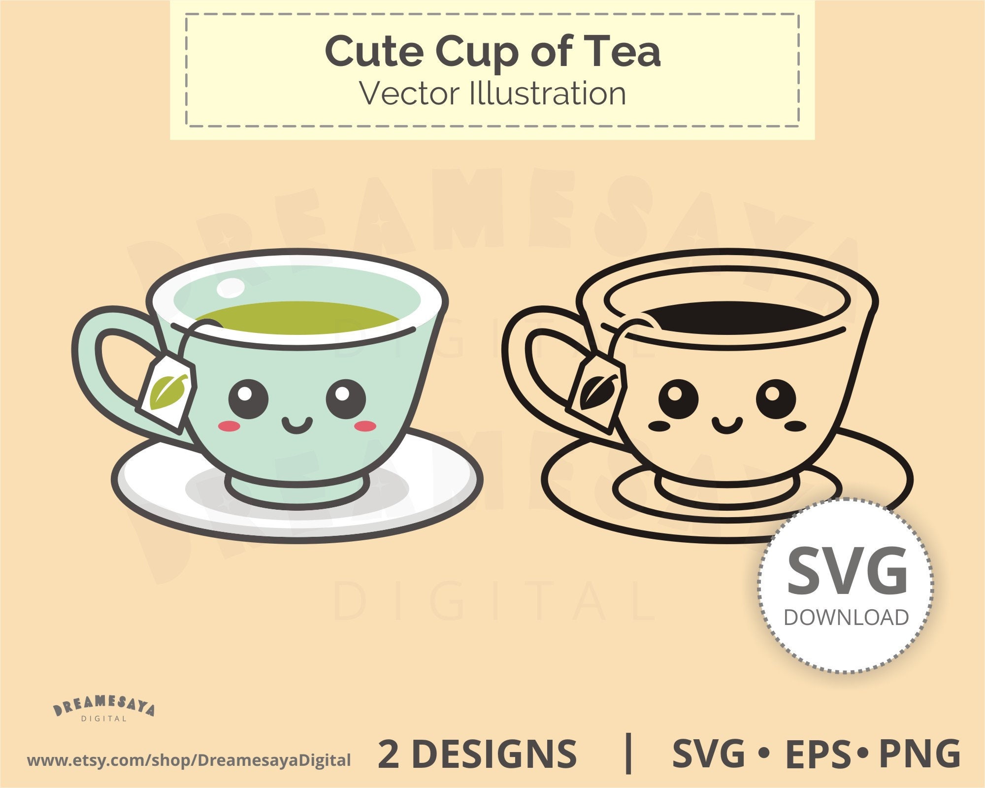 Tea Cup Cute PNG & SVG Design For T-Shirts