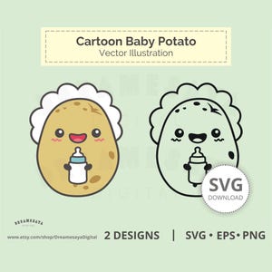 Batata bebê SVG, arquivos de recorte fofos em camadas e contornos, clip art para uso comercial