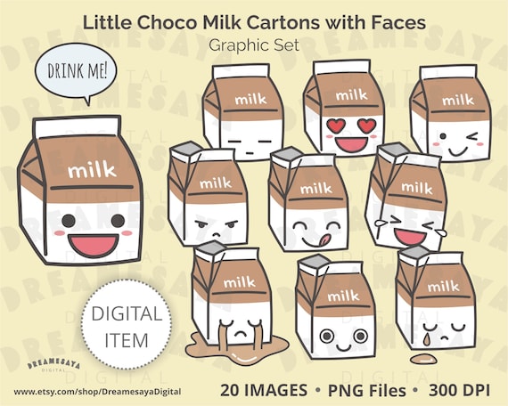 Clipart chocolate cartón de leche pequeño embalaje Lindo clip - Etsy México