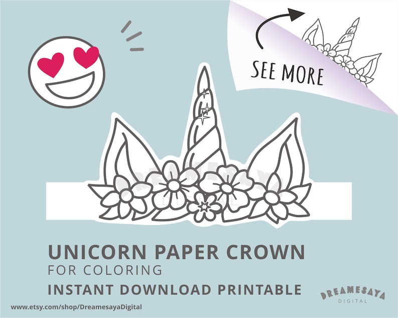 printable unicorn horn and ears paper hat unicorn coloring