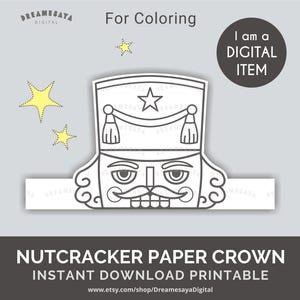 Nutcracker party supply JPG PDF download printable ballet character paper hat for coloring