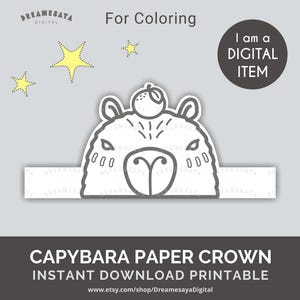 Capybara coloring PDF quirky paper crown printable animal head easy craft