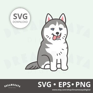 Siberian Husky SVG Entzückende Schneehund Schnittdatei und PNG Clip Art für den kommerziellen Gebrauch