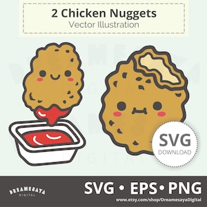 Hähnchen-Nugget SVG launisch niedlich Fast Food Schnittdateien und PNG Clip Art Design