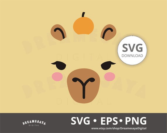 Capybara face SVG adorable capy eyes ears with orange craft cut file clipart design