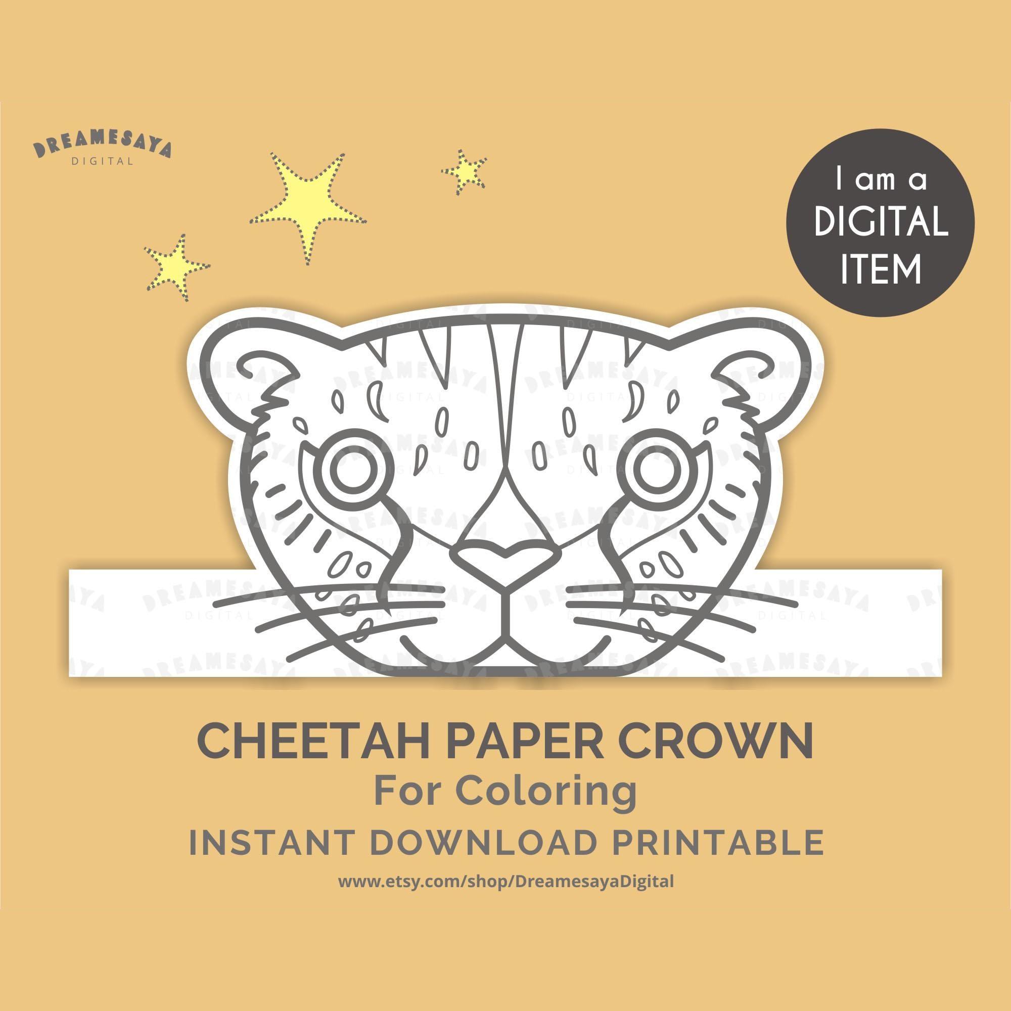 Cheetah Paper Crown Printable Safari Animal Coloring Page JPG Download ...