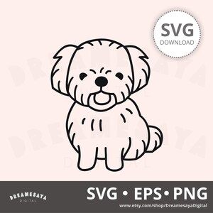 Shih tzu SVG contour mignon Shihtzu chiot chien artisanat htv fichier coupé et conception de gravure laser